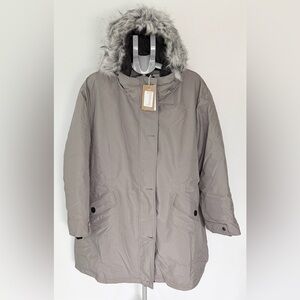 Women’s Winter Hooded Parka Jacket Gray/Taupe Size 4X New with Tags